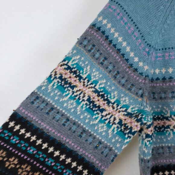 Eddie Bauer Collectibles Womens Cardigan Angora Fair Isle Beaded Nordic Size M - Picture 6 of 11